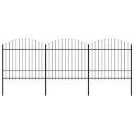 Градинска ограда с връх тип „копие“, стомана, 537x175 см, черна
