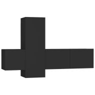 Комплект ТВ шкафове от 3 части, черен, инженерно дърво