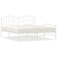 Метална рамка за легло с горна и долна табла, бяла, 160x200 см