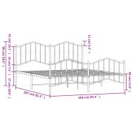 Метална рамка за легло с горна и долна табла, бяла, 160x200 см