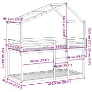 Двуетажно легло без матрак 90x200 cm масивна дървесина бор