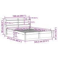 Рамка за легло с табла, 140x190 см, масивно дърво