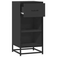 Сайдборд, черен, 35,5x35x76 см, инженерно дърво и метал