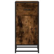 Сайдборд, опушен дъб, 35,5x35x76 см, инженерно дърво и метал