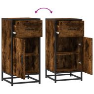 Сайдборд, опушен дъб, 35,5x35x76 см, инженерно дърво и метал