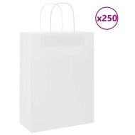 Хартиени торбички 250 бр с дръжки бели 26x12x35 см
