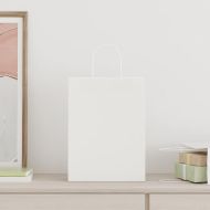 Хартиени торбички 250 бр с дръжки бели 26x12x35 см