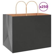 Хартиени торбички 250 бр с дръжки черни 32x22x24 см