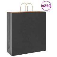 Хартиени торбички 250 бр с дръжки черни 45x17x48 см