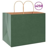 Хартиени торбички 250 бр с дръжки зелени 32x22x24 см