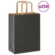 Хартиени торбички 250 бр с дръжки черни 21x11x28 см