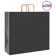 Хартиени торбички 250 бр с дръжки черни 54x15x49 см