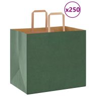 Хартиени торбички 250 бр с дръжки зелени 32x22x28 см