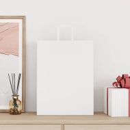 Хартиени торбички 250 бр с дръжки бели 32x12x42 см