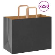 Хартиени торбички 250 бр с дръжки черни 32x17x25 см