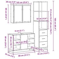 Комплект шкафове за баня от 3 части дъб сонома инженерно дърво