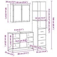 Комплект мебели за баня от 3 части сив сонома инженерно дърво