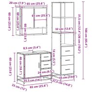Комплект шкафове за баня от 3 части дъб сонома инженерно дърво