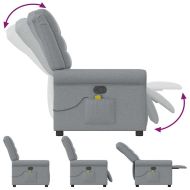 Масажен реклайнер стол, светлосив, текстил