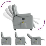 Масажен реклайнер стол, светлосив, текстил