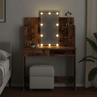 Тоалетка с LED осветление Старо дърво 96x40x142 cm