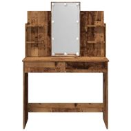 Тоалетка с LED осветление Старо дърво 96x40x142 cm