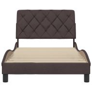 Рамка за легло без матрак, тъмнокафява, 100x200 см, плат