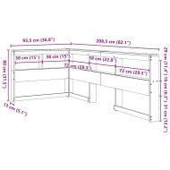 Табла за книги с L-образна, восъчнокафява, 75 см, дърво бор