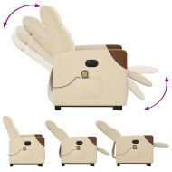 Електрически изправящ масажен реклайнер стол кремав текстил