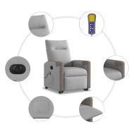 Електрически изправящ масажен реклайнер стол облачносив текстил