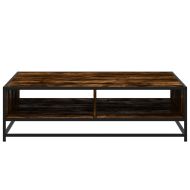 Кафе маса, опушен дъб, 100x100x30 см, инженерно дърво и метал