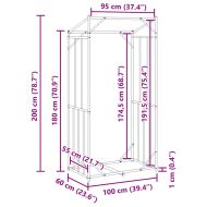 vidaxL Стойка за дърва за огрев с дъждобран, 100x60x200 см
