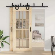 Комплект механизъм за плъзгаща врата, 200 см, стомана, черен