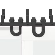 Комплект механизъм за плъзгаща врата, 200 см, стомана, черен