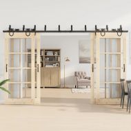 Комплект механизъм за плъзгаща врата, 366 см, стомана, черен