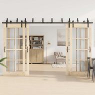 Комплект механизъм за плъзгаща врата, 366 см, стомана, черен