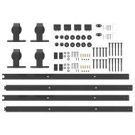 Комплект механизъм за плъзгаща врата, 183 см, стомана, черен