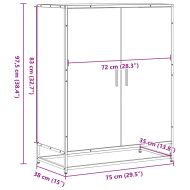 Шкаф за обувки опушен дъб 75x38x97,5cm Обработено дърво и метал