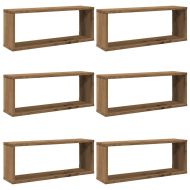 Стенни кубични рафтове, 6 бр, дъб артизан, 60x15x23 см