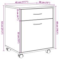 Шкаф с колелца, дъб артизан, 45x38x54 см, инженерно дърво