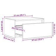 Нощно шкафче за стена с LED осветление, бетонно сиво