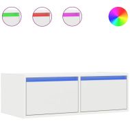 ТВ шкаф с LED осветление, бял, 75x35,5x25 см