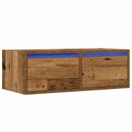 ТВ шкаф с LED осветление, старо дърво, 75x35,5x25 см