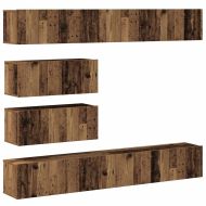 Комплект ТВ шкафове за стенен монтаж 6 части, инженерно дърво