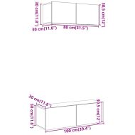 Комплект ТВ шкафове за стенен монтаж 2 части, инженерно дърво