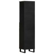 Шкаф за баня, черен, 38x33x160 см, масивно мангово дърво