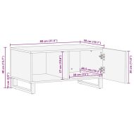Кафе маса, черна, 80x50x40 см, мангово дърво масив