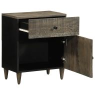 Нощно шкафче Светло сиво 50x33x60 cm Масивна дървесина Манго