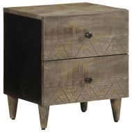 Нощно шкафче Светло сиво 40x33x46 cm Масивна дървесина Манго