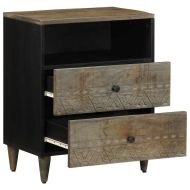 Нощно шкафче Светло сиво 50x33x60 cm Масивна дървесина Манго